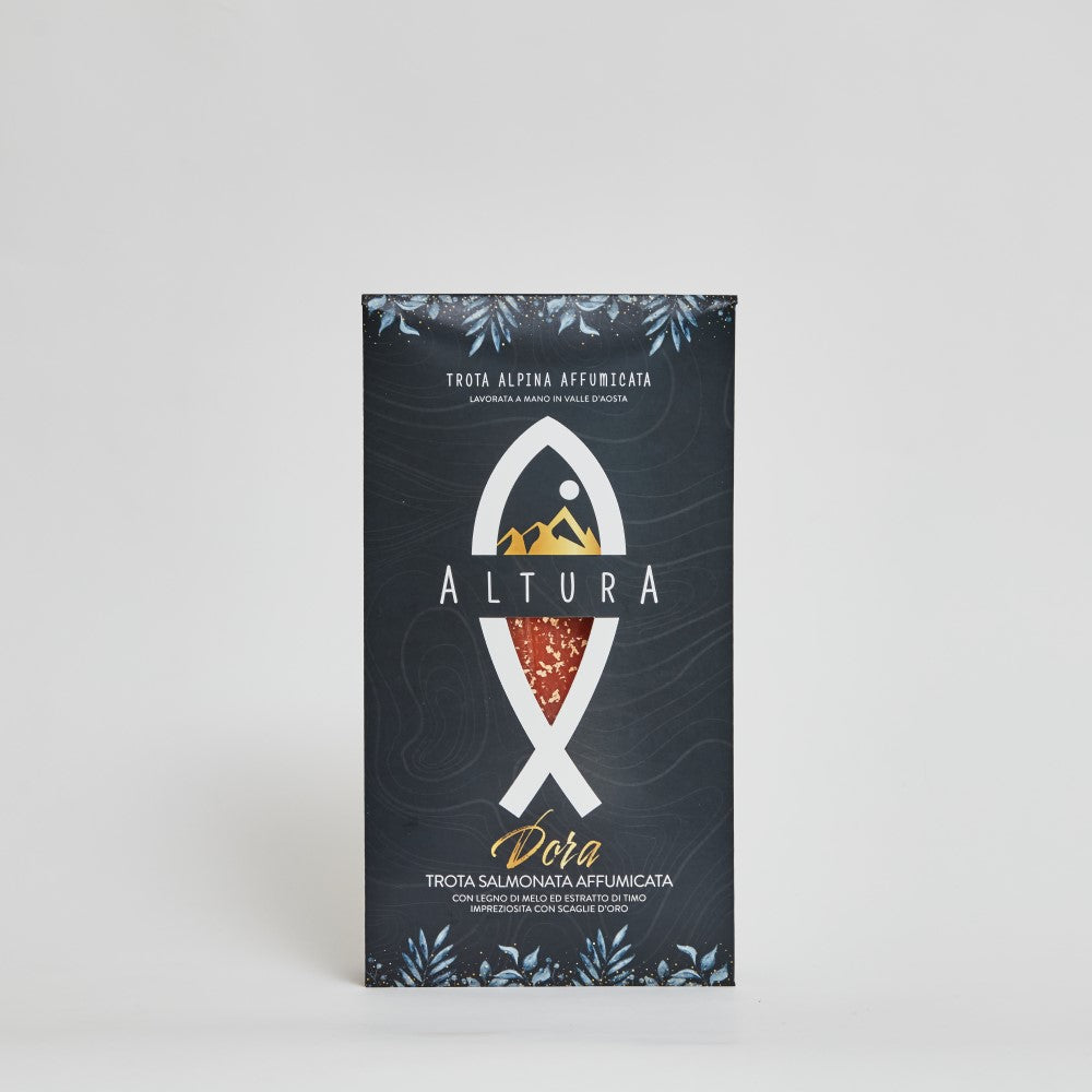 DORA - Trota SALMONATA affumicata con scaglie d'oro