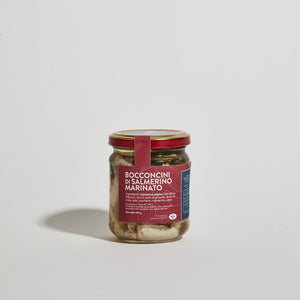 Chunks of marinated char