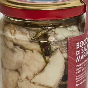 Chunks of marinated char